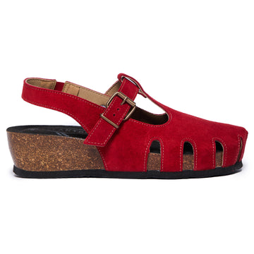 Plakton Closed-Toe Sandal – Amanda Red Suede